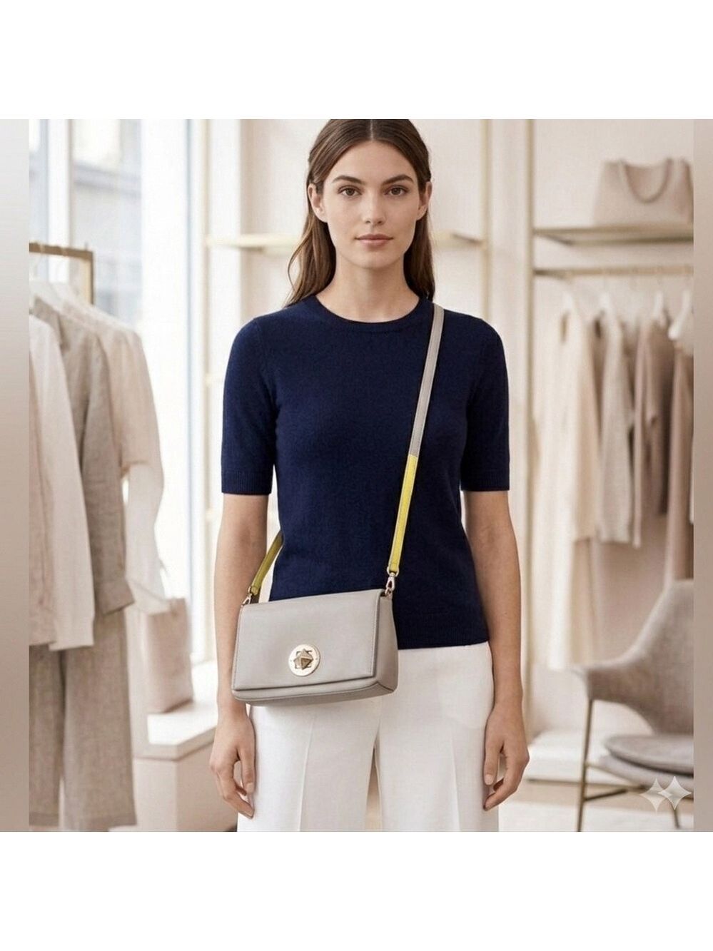 Kate Spade Rare "Quick and Curious" Grey Leather Crossbody